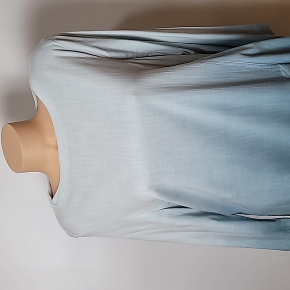 by JJ Ombre Asymmetrical Tunic Linen Look in 3 Shades of Blue 3/4 length sleeves - Picture 11 of 17